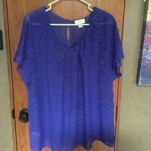 NWOT Loft Brand Royal Blue S/S Blouse Women’s XL